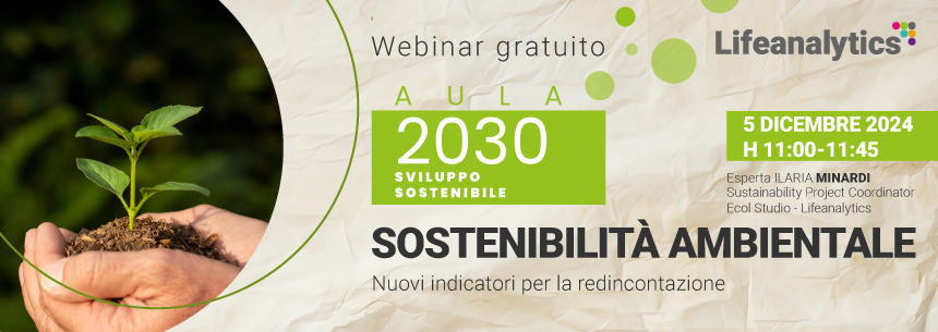 Immagine che rappresenta delle mani congiunte con terra e germoglio verde che promuove il webinar Aula 2030 Sostenibilità Ambientale: