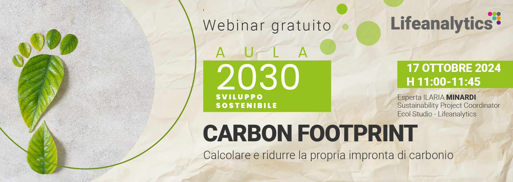 Illustrazione del webinar Aula 2030 - Carbon Footprint Calcolare e ridurre la propria impronta di carbonio promosso della business unit