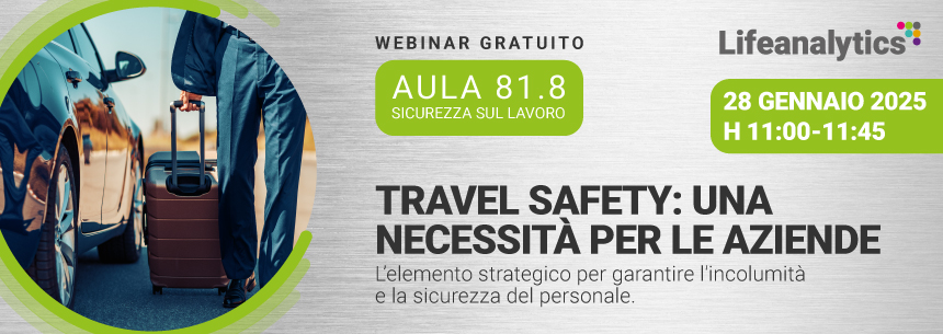 Immagine che rappresenta una persona che sta trasportando una valigia, simbolo del webinar EHS di Lifeanalyt