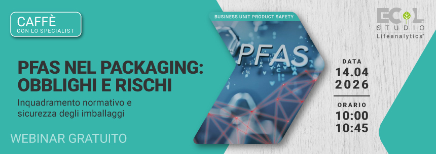 Immagine che rappresenta la scritta PFAS, simbolo del webinar gratuito PRODUCT SAFETY che tratta la tematica dei PFAS nel Pa