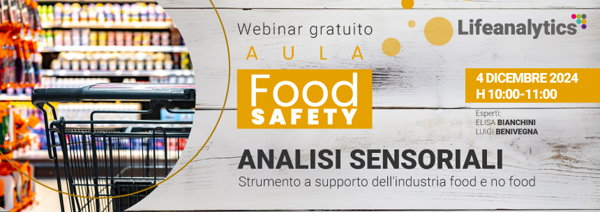 Illustrazione che promuove il webinar Analisi sensoriali di Lifeanalytics, strumento a supporto dell'industria food e non food