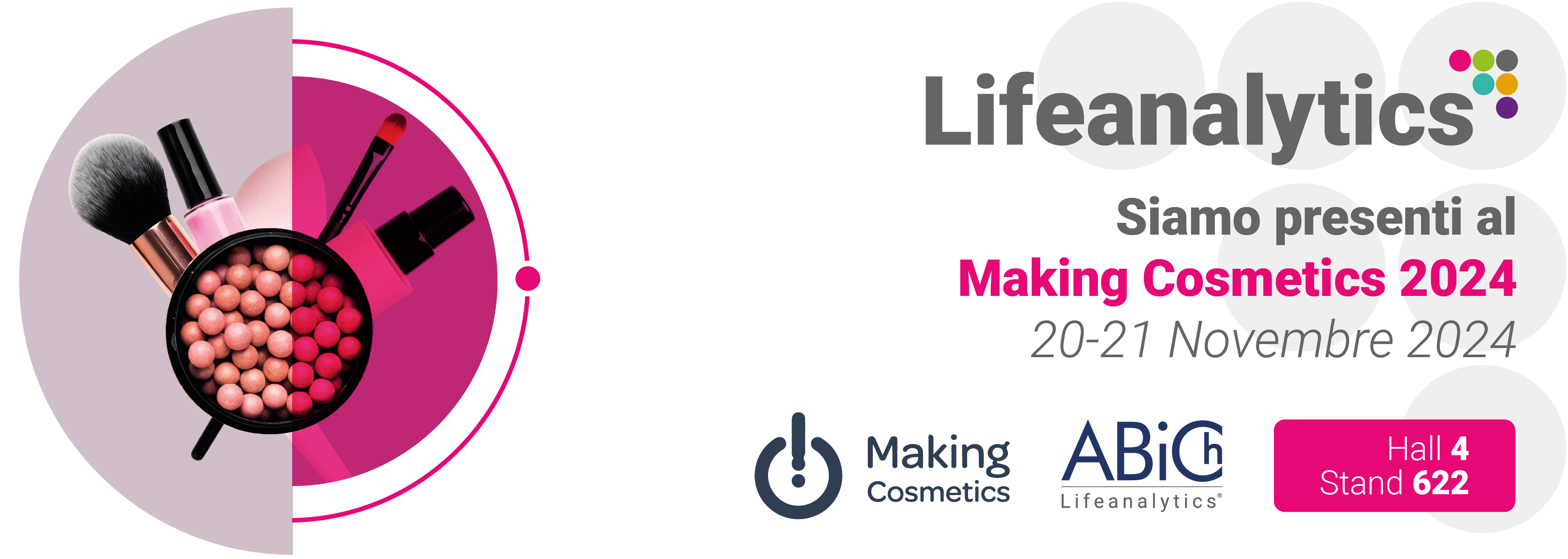 Immagine che promuove la fiera Making Cosmetics 2024 della Business Unit Cosmetic di Lifeanalytics