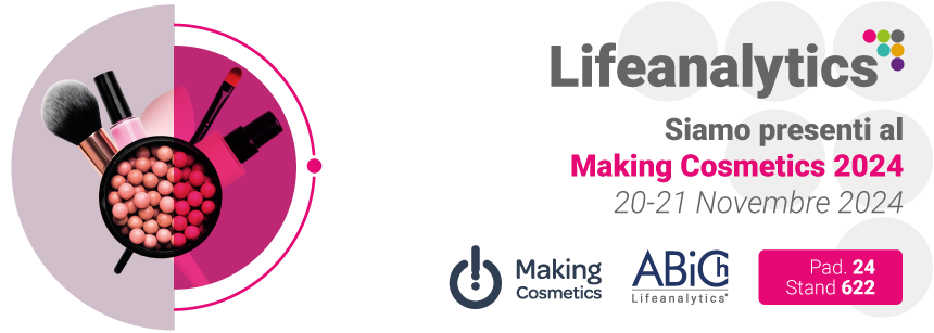 Immagine che promuove la fiera Making Cosmetics di Lifeanalytics con la business unit Cosmetic and Medical Device