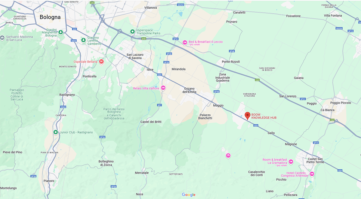 Mappa che evidenzia la posizione del Centro Boom sede del Safe for Network EHS di Lifeanalytics