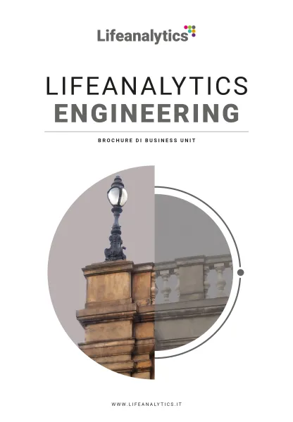 Illustrazione che rappresenta la cover della Brochure Lifeanalytics, Business Unit Engineering