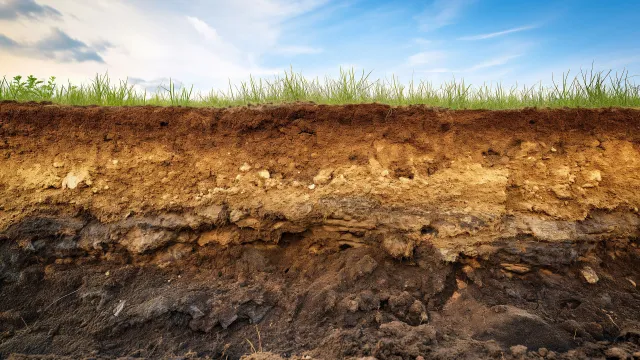 Dettaglio del suolo per analizzare la proprietà dei terreni e delle rocce